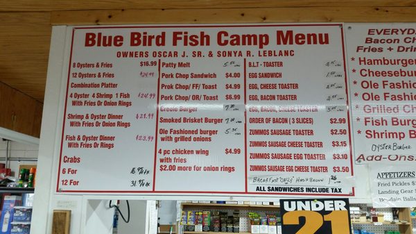 Menu photo 5 Bluebird Fish Camp Orange, TX