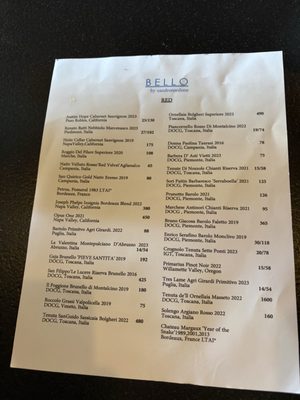 Menu photo 2 Bello by Sandro Nardone Newport Beach, CA