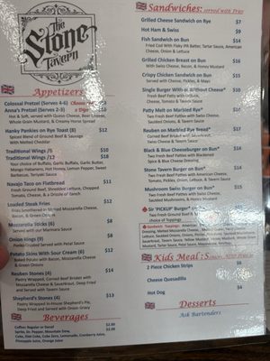 Menu photo 1 Stone Tavern Hamilton, OH