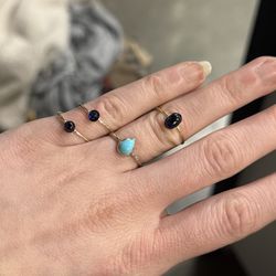 Vent - Sterling and gold-filled gemstone rings.