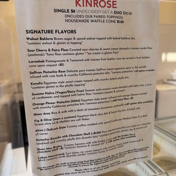 Kinrose Creamery - Menu - Ice Cream & Frozen Yogurt Near Me - Pasadena, California Kinrose Creamery - Menu - Ice Cream & Frozen Yogurt Near Me - Pasadena, California