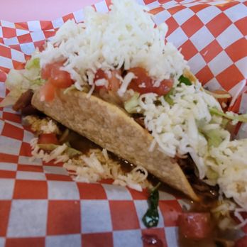 Taqueria Azteca - Shredded beef crispy taco.   Overfilled with meat and the fixings. - Mexican Near Me - Dublin, California