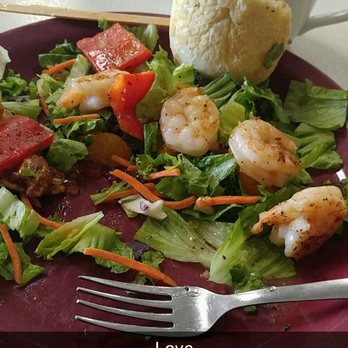 Atwood's Bakery - Shrimp kabobs over a salad with pecans and manderine oranges! - Bakeries Near Me - Alexandria, Louisiana