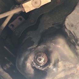 They stripped the bolt. Instead of fixing it they did this. Caused 800 in damages. They stripped the bolt. Instead of fixing it they did this. Caused 800 in damages.