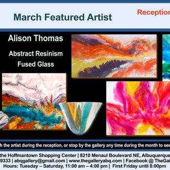 The Gallery ABQ - Abstract Resinism, Fused Glass, by Alison Thomas, Featured Artist for March, Reception - Art Galleries Near Me - Albuquerque, New Mexico