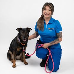 Pet Sitting 4 Comfort - Christina with her dog, Eve, during our Pet Sitting 4 Comfort team photoshoot in Arlington, VA