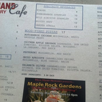 High Hand Nursery - Menu, May 2014 - Nurseries & Gardening Near Me - Loomis, California