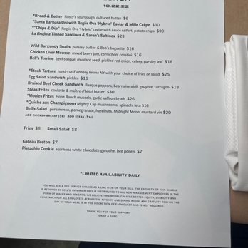 Bell's - Lunch Menu - French Near Me - Los Alamos, California