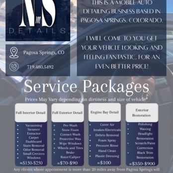 NMS Details - NMS Details Packages and prices - Auto Detailing Near Me - Pagosa Springs, Colorado NMS Details - NMS Details Packages and prices - Auto Detailing Near Me - Pagosa Springs, Colorado