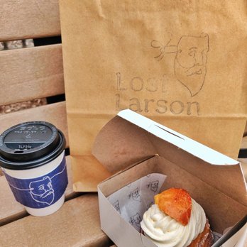 Lost Larson - Latte and some puff cream bun. - Bakeries Near Me - Chicago, Illinois