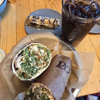 Spitz - Salt Lake City - Street Cart Wrap with chicken and a Baklava Nut Roll - Mediterranean Near Me - Salt Lake City, Utah