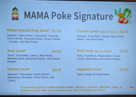 Menu photo 3 Mama Poke Colorado Springs, CO