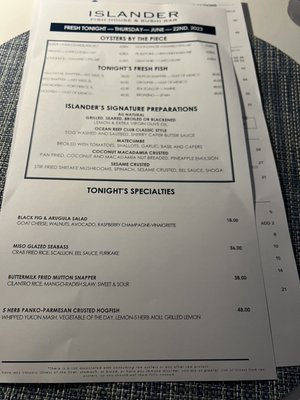 Menu photo 1 Islander Key Largo, FL