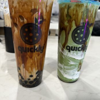 Quickly - Brown sugar milk tea & pandan milk tea w/ brown sugar syrup - Bubble Tea Near Me - Clovis, California