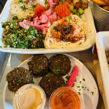 Mazra - Falafel Mezza Sampler - delicious! - Mediterranean Near Me - San Bruno, California
