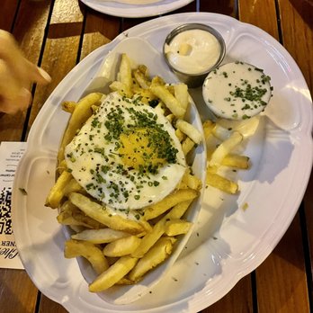 Au Cheval - Crispy Fries , Garlic Aioli & Fried Farm Egg $9.95 - Bars Near Me - Chicago, Illinois
