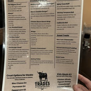 The Trades Steakhouse - Menu side 2 - Steakhouses Near Me The Trades Steakhouse - Menu side 2 - Steakhouses Near Me