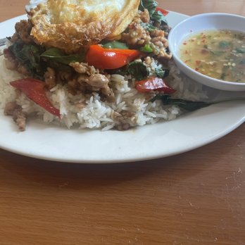 Yai Restaurant - Basil, chili and garlic with ground chicken, prik nam pla, with a fried egg. Geniusness. 1.2.23. ask for ground chicken. - Thai Near Me - Los Angeles, California Yai Restaurant - Basil, chili and garlic with ground chicken, prik nam pla, with a fried egg. Geniusness. 1.2.23. ask for ground chicken. - Thai Near Me - Los Angeles, California