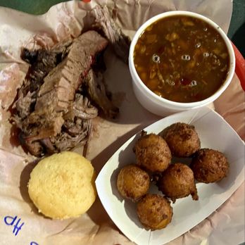 Lonny Boy's Barbeque - 1 Meat Plate Brisket, BBQ Beans, Hush Puppies - Barbeque Near Me - Hurricane, Utah Lonny Boy's Barbeque - 1 Meat Plate Brisket, BBQ Beans, Hush Puppies - Barbeque Near Me - Hurricane, Utah