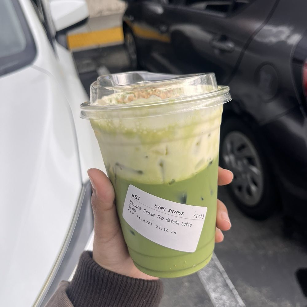 Auria Coffee - Banana cream top matcha latte - Desserts Near Me - Buena Park, California