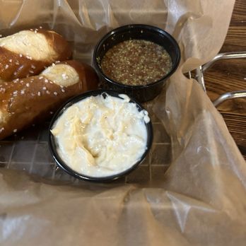 The Royal Oak Brewery - Pretzel app with liquid mustard - Breweries Near Me - Royal Oak, Michigan