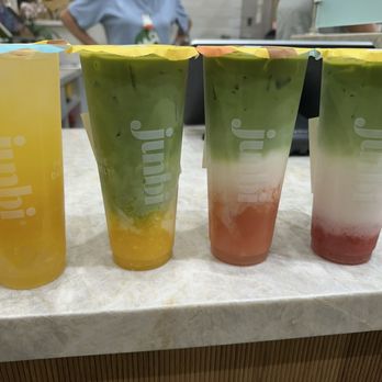Junbi Matcha & Tea - Mango refresher, Mango Matcha Latte, Strawberry Matcha Latte and Guava Matcha Latter - Bubble Tea Near Me - San Francisco, California