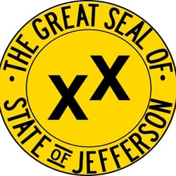 State of Jefferson - Proposed state seal representing a gold pan and the "double-crossed" motif