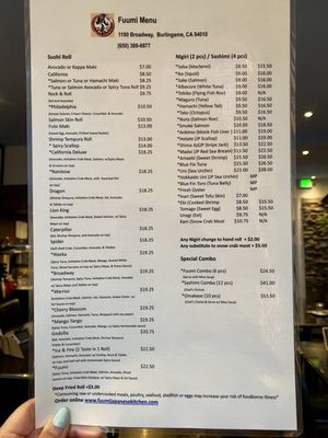 Menu photo 2 Fuumi Burlingame, CA