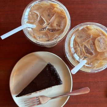 The Library - Iced Turkish Latte, ice latte and a slice of Chocolate Temptations - a quiet indulgence at The Library Coffee. - Coffee & Tea Near Me - Long Beach, California The Library - Iced Turkish Latte, ice latte and a slice of Chocolate Temptations - a quiet indulgence at The Library Coffee. - Coffee & Tea Near Me - Long Beach, California