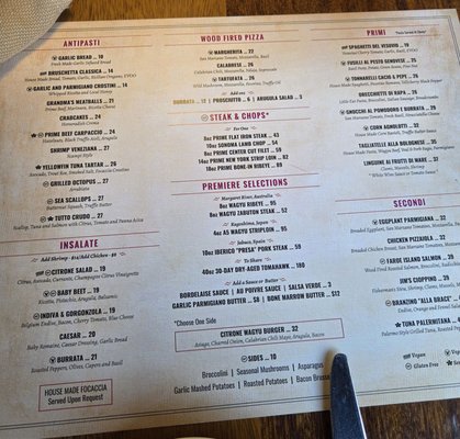 Menu photo 1 Citrone Italian Chophouse Redlands, CA