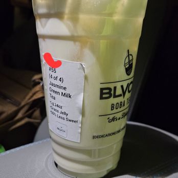 BLVCK Boba Tea - Supposed Jasmine milkbtea with grass jelly but came with no grass jelly in it. :( - Bubble Tea Near Me - Tucson, Arizona