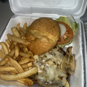 Three Coins Diner - Mushroom cheeseburger - American Near Me - Tampa, Florida Three Coins Diner - Mushroom cheeseburger - American Near Me - Tampa, Florida