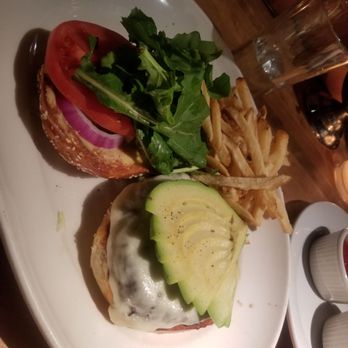 Houston's Restaurant - Well done burger served with fries - Steakhouses Near Me - Pasadena, California