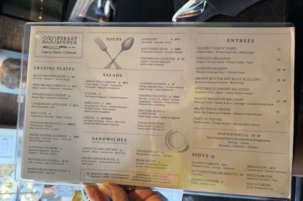 Menu photo 1 230 Forest Avenue Laguna Beach, CA Menu photo 1 230 Forest Avenue Laguna Beach, CA