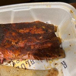 Blue Ember Smokehouse - Dry rub ribs. Super meaty and delicious