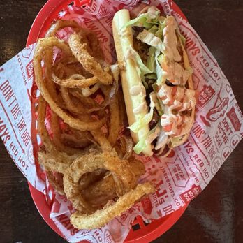 JJ's Red Hots - Dilworth - QUARTER HOUNDER w/Onion Rings Queso, Bacon, Lettuce, Tomato, Secret Sauce - Hot Dogs Near Me - Charlotte, North Carolina JJ's Red Hots - Dilworth - QUARTER HOUNDER w/Onion Rings Queso, Bacon, Lettuce, Tomato, Secret Sauce - Hot Dogs Near Me - Charlotte, North Carolina