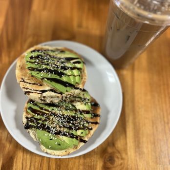 Caffeine Machine - Bagel with avocado and iced coffee - Coffee & Tea Near Me - Las Vegas, Nevada