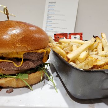 Hyatt House Davis - Burger comes with two patties and lots of fries - Hotels Near Me - Davis, California