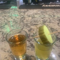 The Mint of Killeen - Pickle shot... was great, best part owners make their own pickles and pickle juice and it was delicious