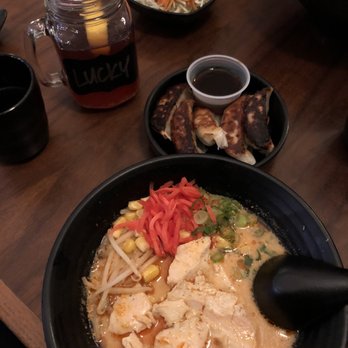 Ebaes - Spicy Tonkotsu Ramen with Gyoza (Lunch Special) - Ramen Near Me - Los Angeles, California
