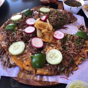 El Sabor De Guadalajara - pizza birria. Wow!!!  it is spectacular!  two layers of homemade tortillas loaded with queso and birria! - Seafood Near Me - Richmond, California