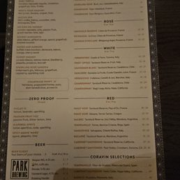 Drinks menu