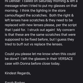 Pearle Vision - I figured that it was an issue w/ their lab, I never once accused them of any wrong doing. - Eyewear & Opticians Near Me - Panama City Beach, Florida
