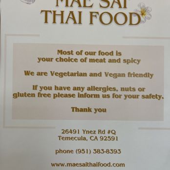 Mae Sai Thai Food - Vegan friendly - Thai Near Me - Temecula, California Mae Sai Thai Food - Vegan friendly - Thai Near Me - Temecula, California