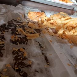 Lee Frank's - It's hard to tell in this photo but these onion rings were full of grease as you can see by the napkins