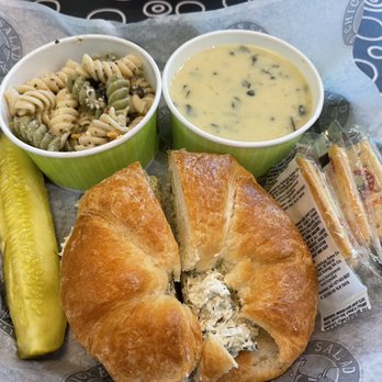 Chicken Salad Chick - Lemon basil artichoke chicken salad on a croissant, chicken artichoke soup and pasta salad! - Southern Near Me - Port Charlotte, Florida Chicken Salad Chick - Lemon basil artichoke chicken salad on a croissant, chicken artichoke soup and pasta salad! - Southern Near Me - Port Charlotte, Florida