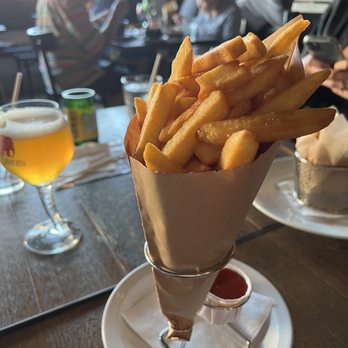 Brussels Bistro - Large Cone of Fries - Belgian Near Me - San Clemente, California Brussels Bistro - Large Cone of Fries - Belgian Near Me - San Clemente, California