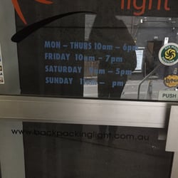 Backpacking Light - Store hours