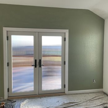 Renewal by Andersen Window Replacement - New French Doors and Freshly Painted Accent Wall. - Windows Installation Near Me - San Antonio, Texas Renewal by Andersen Window Replacement - New French Doors and Freshly Painted Accent Wall. - Windows Installation Near Me - San Antonio, Texas