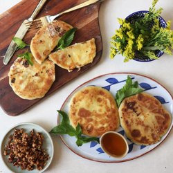 Kriti Kitchen - Mizithrapita | sweet & savory cheese stuffed bread with nuts & honey